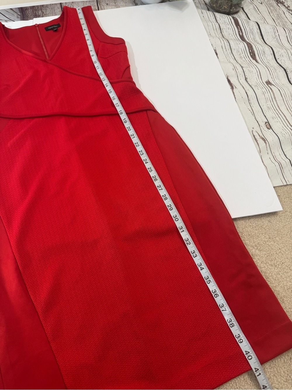 Spense Candy Apple Red Sleeveless Faux Wrap-Front Bodycon Midi Dress 10 - Picture 6 of 7